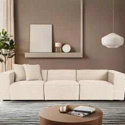 OSTUNI Canapés 3 Places|Canapés En Tissu|Canapé lin 4 places - écru, accoudoirs larges