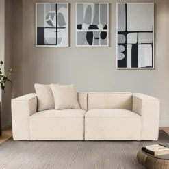 OSTUNI Canapés 3 Places|Canapés En Tissu|Canapé lin 4 places - écru, accoudoirs larges