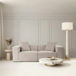 OSTUNI Canapés 3 Places|Canapés En Tissu|Canapé lin 4 places - écru, accoudoirs larges