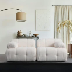 ICA Canapés En Tissu|Canapé modulable 2 places blanc, assise profonde 190 cm