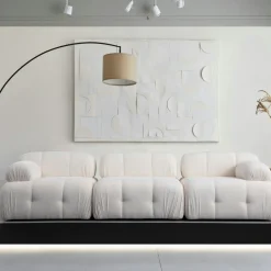 ICA Canapés En Tissu|Canapé modulable 2 places écru, assise profonde 190 cm