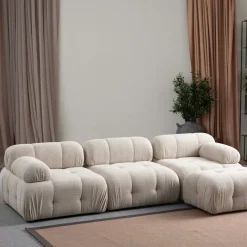 ICA Canapés En Tissu|Canapé modulable 2 places écru, assise profonde 190 cm