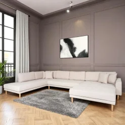 AMSTERDAM Canapés 3 Places|Canapés D'Angle|Canapé panoramique beige sable - côté droit, 370 cm
