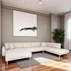 AMSTERDAM Canapés 3 Places|Canapés D'Angle|Canapé panoramique beige sable - côté gauche, 370 cm