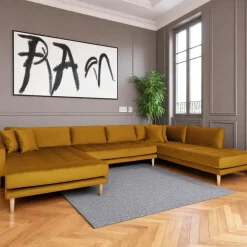 AMSTERDAM Canapés En Tissu|Canapés 3 Places|Canapé panoramique moutarde - côté gauche