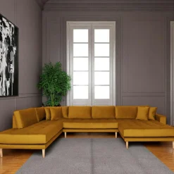 AMSTERDAM Canapés En Tissu|Canapés 3 Places|Canapé panoramique moutarde - côté droit