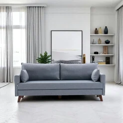 SPLIT Canapés 3 Places|Canapés Convertibles|Canapé-lit bleu gris - dos droit