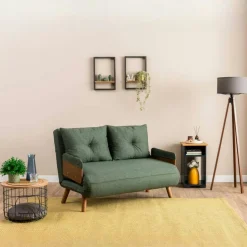 LOJA Canapés En Tissu|Canapé-lit d'appoint en tissu vert sapin, 2 places