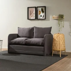 ORURO Canapés En Tissu|Canapé-lit d'appoint en tissu gris foncé, 2 personnes