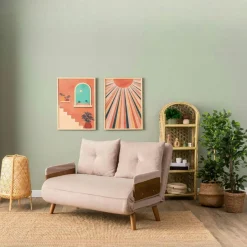 LOJA Canapés En Tissu|Canapé-lit d'appoint en velours rose, 2 places