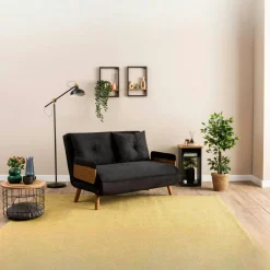 LOJA Canapés En Tissu|Canapé-lit d'appoint en velours noir, 2 places