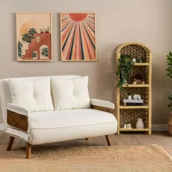 LOJA Canapés En Tissu|Canapé-lit d'appoint en velours noir, 2 places