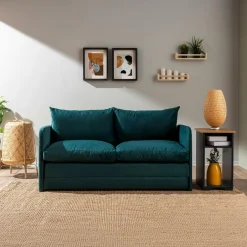 ORURO Canapés En Tissu|Canapé-lit en tissu bleu lagon, 2 personnes 140 cm