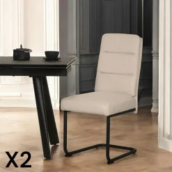 LOMBARDIE Chaises Velours|Chaises Contemporaines|Chaise à dossier haut en tissu anthracite (lot de 2)