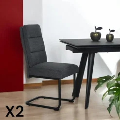 LOMBARDIE Chaises Velours|Chaises Contemporaines|Chaise à dossier haut en tissu beige (lot de 2)