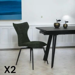 LOMBARDIE Meubles De Cuisine·Chaises|Chaises Velours|Chaise anthracite pivotante en velours avec passepoil (lot de 2)