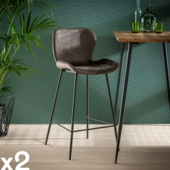 Melbourne Tabourets De Bar En Velours|Chaise bar en velours doré (lot de 2)