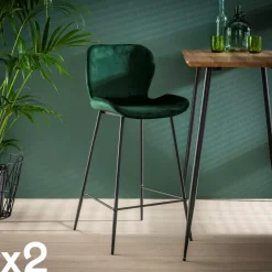 Melbourne Tabourets De Bar En Velours|Chaise bar en velours doré (lot de 2)