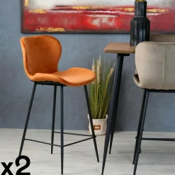 Melbourne Tabourets De Bar En Velours|Chaise bar en velours doré (lot de 2)