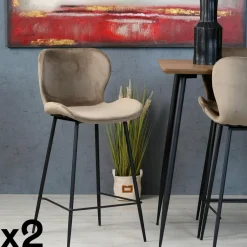 Melbourne Tabourets De Bar En Velours|Chaise bar en velours doré (lot de 2)