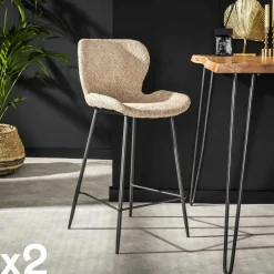 Melbourne Tabourets De Bar En Velours|Chaise bar en velours doré (lot de 2)