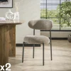 CREEK Meubles De Cuisine·Chaises|Chaises Capitonnées|Chaise beige sable moderne en velours tissé (lot de 2)