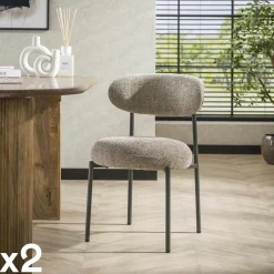 CREEK Meubles De Cuisine·Chaises|Chaises Capitonnées|Chaise beige sable moderne en velours tissé (lot de 2)