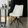 IENA Chaises Capitonnées|Chaises Velours|Chaise blanche pivotante en velours texturé (lot de 2)