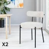 SAVONE Chaises Contemporaines|Meubles De Cuisine·Chaises|Chaise blanche ronde en tissu bouclette (lot de 2)