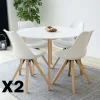 LOTA Chaises En Bois|Chaises Contemporaines|Chaise blanche scandinave pieds bois (lot de 2)