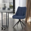 IENA Chaises Capitonnées|Chaises Velours|Chaise bleu nuit pivotante en velours texturé (lot de 2)