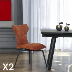 LOMBARDIE Chaises Velours|Chaises Contemporaines|Chaise bleue pivotante en velours avec passepoil (lot de 2)