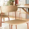 TIM Chaises En Bois|Chaises Contemporaines|Chaise bois et métal terracota style écolier (lot de 2)