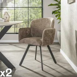 CREEK Meubles De Bureau·Fauteuils De Bureau|Chaises Capitonnées|Chaise bureau pivotante beige chaud texturé (lot de 2)