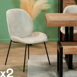 FLORENCE Meubles De Cuisine·Chaises|Chaises Velours|Chaise contemporaine en velours doré (lot 2)