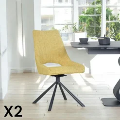 LIGURIE Meubles De Cuisine·Chaises|Chaises Capitonnées|Chaise contemporaine pivotante moutarde (lot de 2)