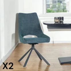 LIGURIE Meubles De Cuisine·Chaises|Chaises Capitonnées|Chaise contemporaine pivotante anthracite (lot de 2)