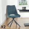 LIGURIE Chaises Capitonnées|Chaises Contemporaines|Chaise contemporaine pivotante lagon (lot de 2)