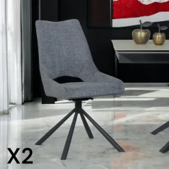 LIGURIE Chaises Capitonnées|Chaises Contemporaines|Chaise contemporaine pivotante lagon (lot de 2)