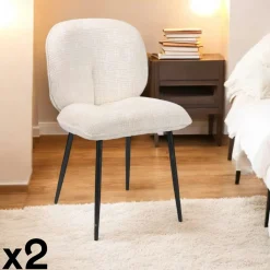 IENA Chaises Capitonnées|Chaises Contemporaines|Chaise cosy en tissu blanc (lot de 2)