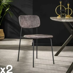 Melbourne Chaises Contemporaines|Meubles De Cuisine·Chaises|Chaise d'écolier en velours gris (lot de 2)