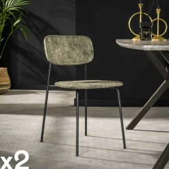 Melbourne Chaises Contemporaines|Meubles De Cuisine·Chaises|Chaise d'écolier en velours doré (lot de 2)