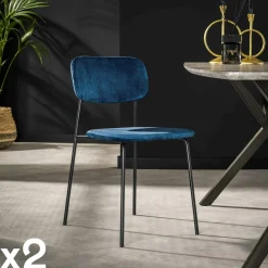 Melbourne Chaises Contemporaines|Meubles De Cuisine·Chaises|Chaise d'écolier en velours doré (lot de 2)