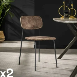 Melbourne Chaises Contemporaines|Meubles De Cuisine·Chaises|Chaise d'écolier en velours doré (lot de 2)