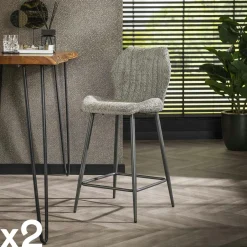 GALWAY Univers Déco·Design Contemporain|Chaise de bar blanche en bouclette avec repose-pieds (lot de 2)