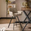 Melbourne Univers Déco·Design Contemporain|Chaises Bouclettes|Chaise de bar confortable en bouclette sable avec fonction pivotante (lot de 2)