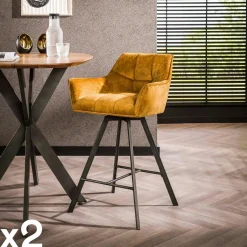 Melbourne Univers Déco·Design Contemporain|Chaises Bouclettes|Chaise de bar confortable en bouclette sable avec fonction pivotante (lot de 2)