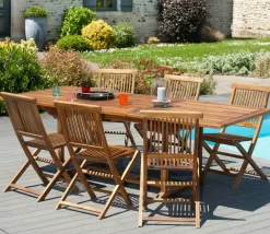 SUMMER Tabourets De Bar De Jardin|Tables Hautes De Jardin|Chaise de bar de jardin en Teck brut massif Pliante