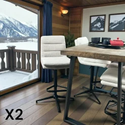 OKA Tabourets De Bar En Velours|Chaise de bar en velours doré à double coussinage (lot de 2)