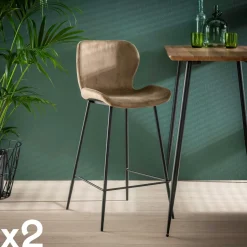 Melbourne Tabourets De Bar En Velours|Chaise de bar en velours vert (lot de 2)